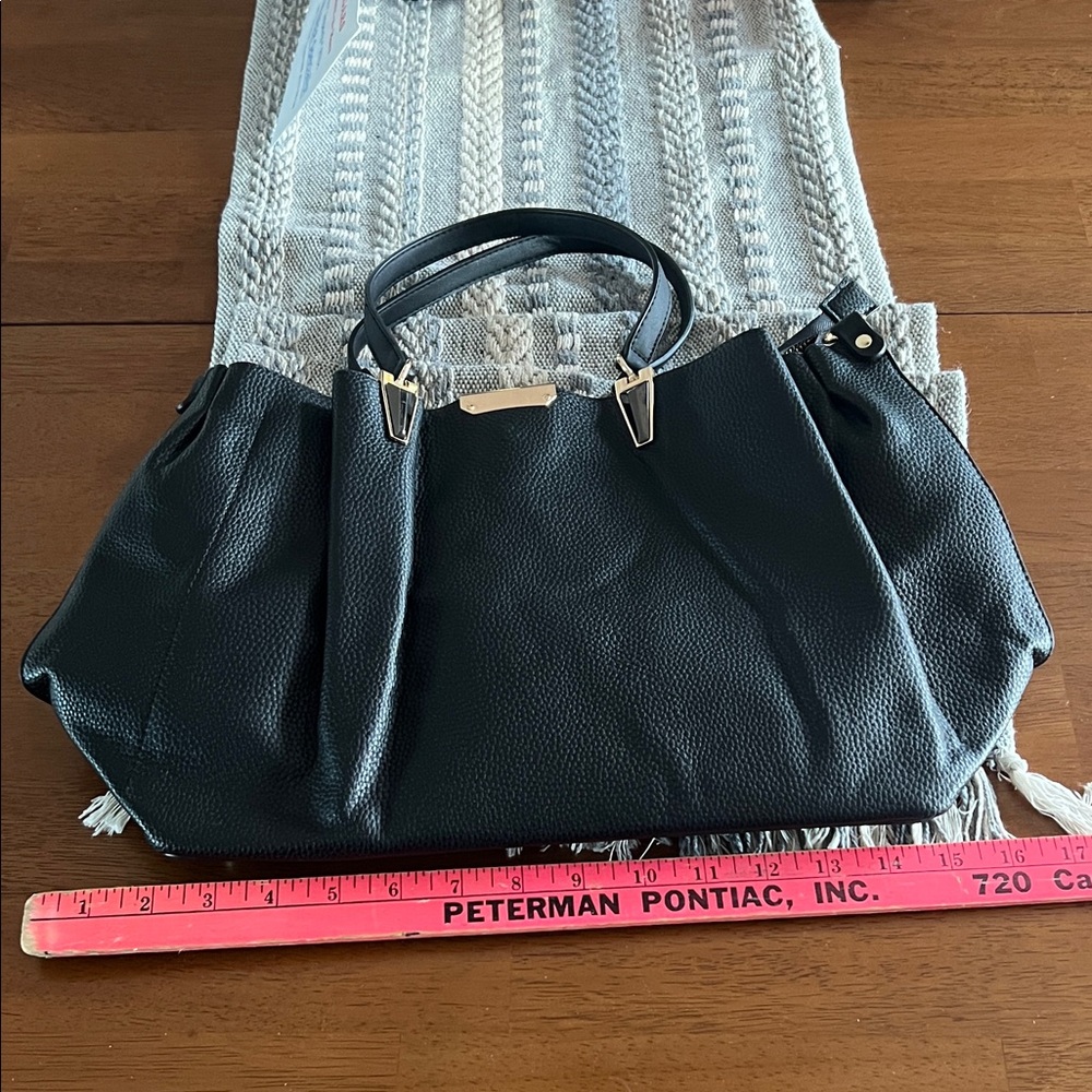 Elegant Black Leather Tote Bag